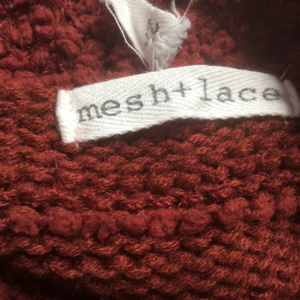 Mesh + Lace Burnt Sienna Knit Open Front Cardigan Size 2X - Picture 3 of 6